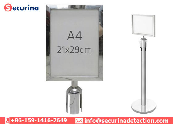 Stainless Steel A3 A4 Stanchion Pole Sign Holder Frame For Advertising Information